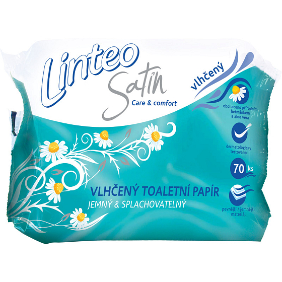 Linteo Satin vlhčený toaletní papír Heřmánek náhradní náplň 70 kusů