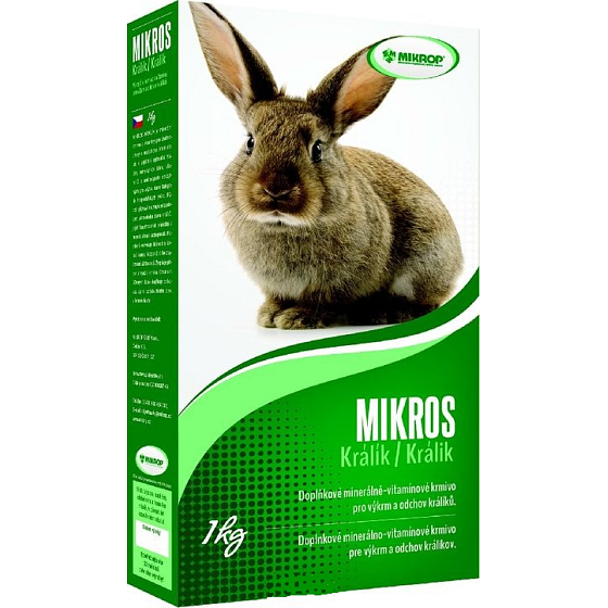 Mikros Králík doplňkové minerální krmivo s vitamíny pro výkrm a odchov králíků 1 kg