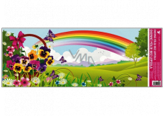 Folia okienna bez kleju krajobraz z tęczą i koszyczkiem 60 x 22,5 cm 1 sztuka