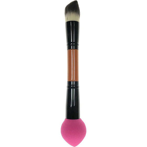 Kosmetický štětec na make-up s pěnovou houbičkou oboustranný 19 cm