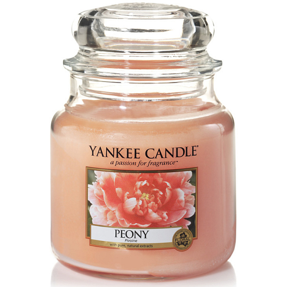 Yankee Candle Peony - Pivoňka vonná svíčka Classic střední sklo 411 g