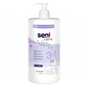 Seni Care 3v1 Mycí tělový bezoplachový krém Ph 5,5, 3% Urea 1000 ml dávkovač