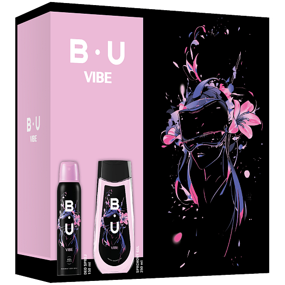 B.U. Vibe dezodorant spray 150 ml + żel pod prysznic 250 ml, kosmetyczny zestaw dla kobiet
