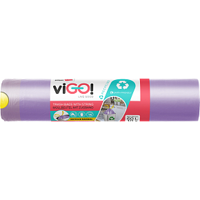 viGO worki na odpady zrywalne fioletowe LDPE 27 µ 60 l, 60 × 72 cm, 10 sztuk