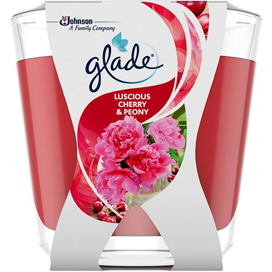 Glade svíčka vonná Maxi Luscious Cherry & Peony, 204 g