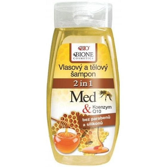 Bione Cosmetics Med & Koenzym Q10 2v1 vlasový, tělový šampon pro všechny typy pokožky a vlasů 250 ml