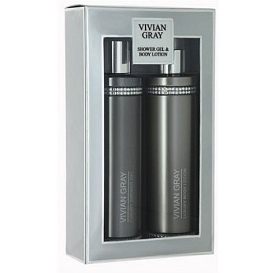 Vivian Gray Crystal Gray luxusní sprchový gel 250 ml + tělové mléko 250 ml, kosmetická sada