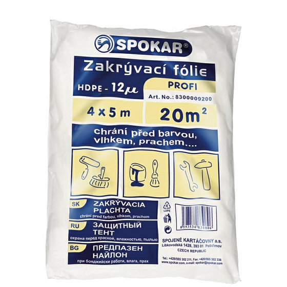 Spokar Profi Zakrývací fólie HDPE, 12 µ, 20 m?, 4 × 5 m