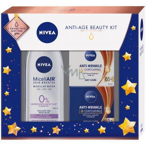 Nivea Anti-Age denní krém pro zlepšení kontur pro ženy 65+ 50 ml + noční krém pro zlepšení kontur pro ženy 65+ 50 ml + micelární voda zklidňující 200 ml, kosmetická sada