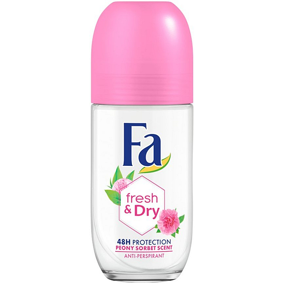 Fa Fresh & Dry Peony Sorbet Scent 48 kuličkový antiperspirant deodorant roll-on pro ženy 50 ml