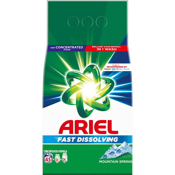 Ariel Mountain Spring proszek do prania dla czystych i pachnących ubrań bez plam 45 dawek 2,475 kg