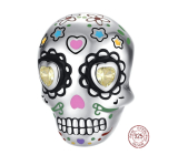 Charm Srebrna czaszka 925 z sercami, koralik na bransoletkę Halloween