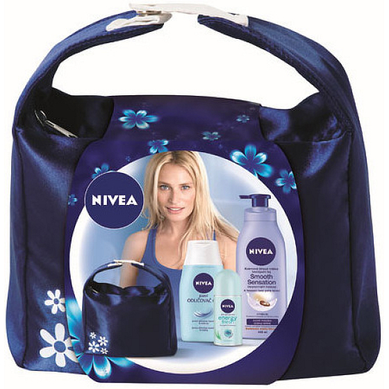 Nivea Smooth antiperspirant roll-on 50 ml + odličovač 1250 ml + tělové mléko 400 ml + taška, pro ženy kosmetická sada