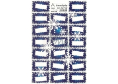 Arch Świąteczne naklejki na prezenty niebieskie wstążki 20 etykiet 1 arkusz