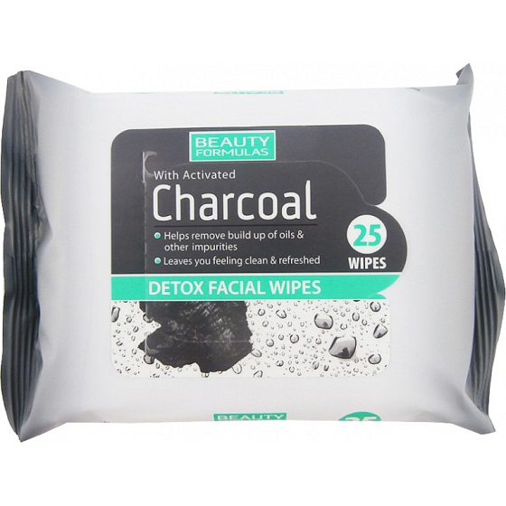 Beauty Formulas Charcoal Aktivní uhlí odličovací ubrousky 25 kusů