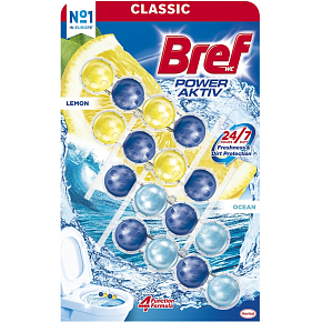 Bref WC blok Power Aktiv Cytryna i Ocean twardy 4× 50 g