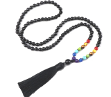 108 Mała 7 czakrowy naszyjnik Onyx mat medytacyjny wyrób, naturalny kamień, wiązany sznurek, koralik 6 mm