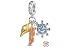 Charm Srebrna 925 Ochronny amulet, kotwica, muszla 3w1, zawieszka na bransoletkę morską