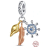 Charm Srebrna 925 Ochronny amulet, kotwica, muszla 3w1, zawieszka na bransoletkę morską
