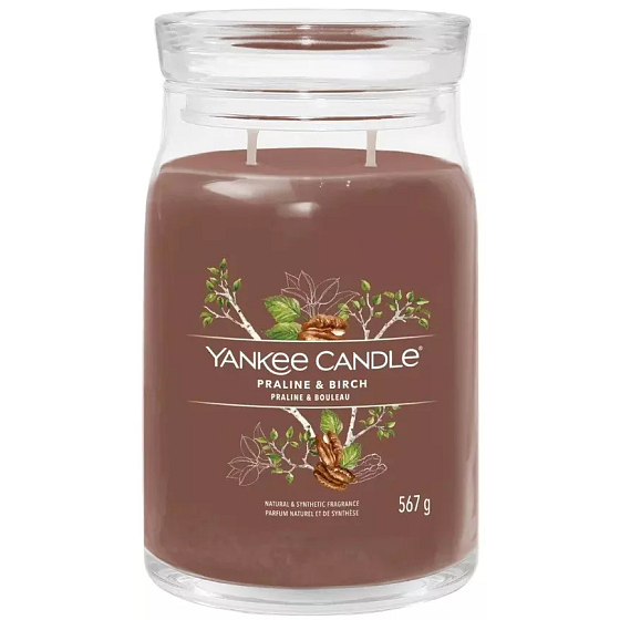 Yankee Candle Praline & Birch - Pralinka i brzoza świeca zapachowa Signature duża szklana 2 knoty 567 g
