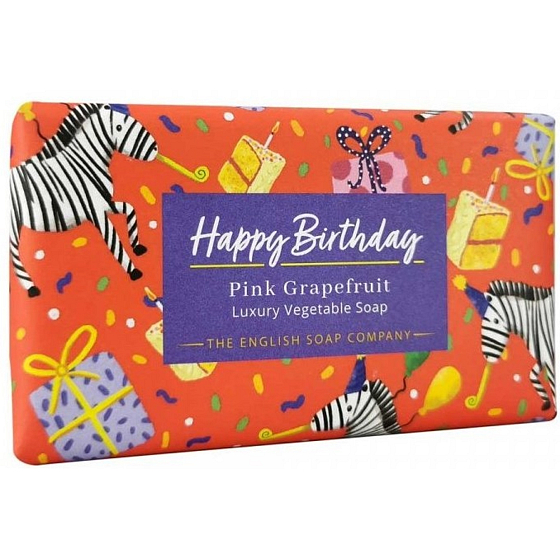 English Soap Happy Birthday Pink Grapefruit - Růžový grep přírodní parfémované toaletní mýdlo s bambuckým máslem 190 g