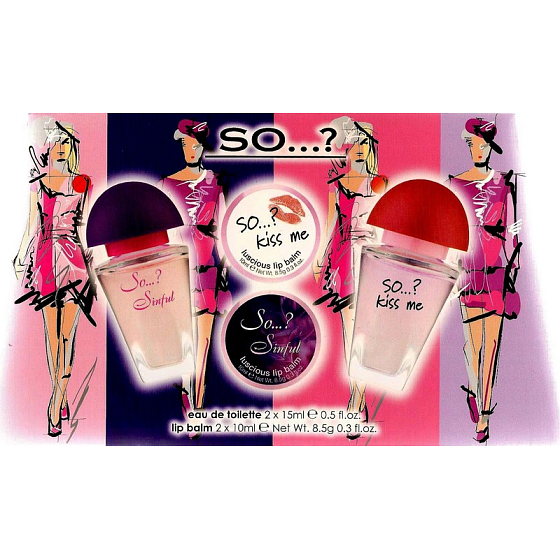SO…? Sinful and Kiss Me toaletní voda 15 ml 2 kusy + balzám na rty 10 ml 2 kusy dívčí kazeta