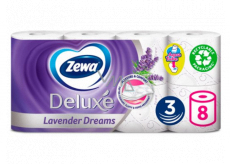 Zewa Deluxe Aqua Tube Lawendowe Marzenia perfumowany papier toaletowy 150 listków 3 warstwowy 8 sztuk, rolka, którą można spłukać