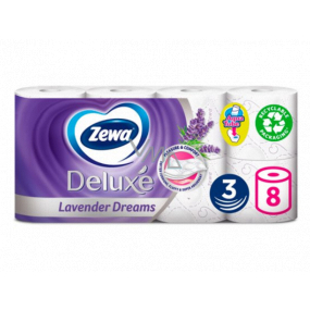 Zewa Deluxe Aqua Tube Lawendowe Marzenia perfumowany papier toaletowy 150 listków 3 warstwowy 8 sztuk, rolka, którą można spłukać Zewa Deluxe Aqua Tube Lawendowe Marzenia perfumowany papier toaletowy 150 listków 3 warstwowy 8 sztuk, rolka, którą można spłukać