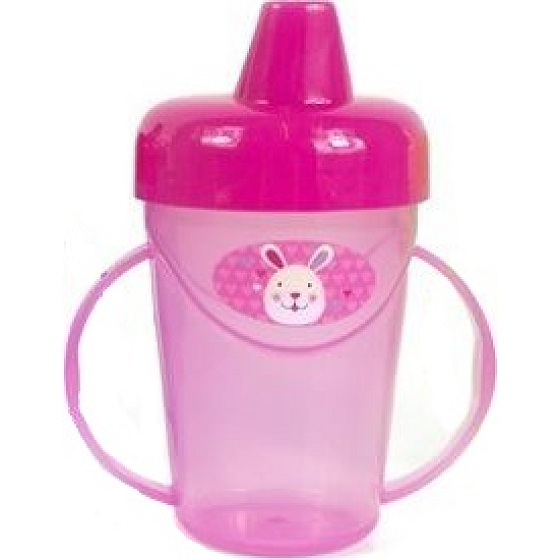 First Steps Jungle Pals 3+ hrnek se dvěma uchy růžový Králík 236 ml