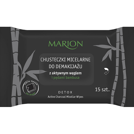 Marion Detox Active Charcoal micelární vlhčené odličovací ubrousky 15 kusů