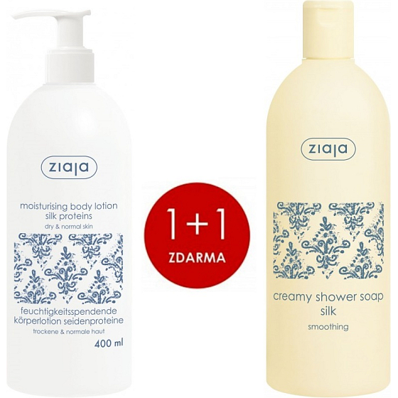 Ziaja Hedvábné proteiny hydratační tělové mléko 400 ml + krémový sprchový gel 500 ml, duopack