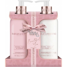 Baylis & Harding Jojoba, Vanilka a Mandlový olej tekuté mýdlo na ruce 300 ml + mléko na ruce a tělo 300 ml, kosmetická sada