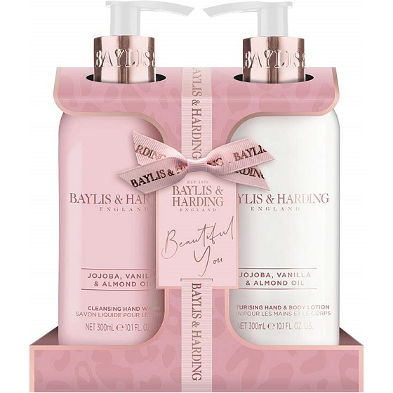 Baylis & Harding Jojoba, Vanilka a Mandlový olej tekuté mýdlo na ruce 300 ml + mléko na ruce a tělo 300 ml, kosmetická sada