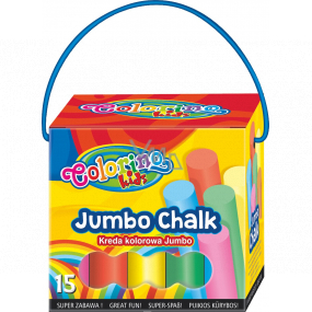 Colorino Jumbo Chalk chodnikowe kredy krabice z uchwytem 8 kolorów 15 sztuk Colorino Jumbo Chalk chodnikowe kredy krabice z uchwytem 8 kolorów 15 sztuk