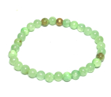 Jadeit zielony elastyczny bransoletka naturalny kamień, kulka 6 mm / 16 - 17 cm