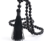 108 Mały Obsidian naszyjnik, medytacyjna biżuteria, naturalny kamień związany, elastyczny, koralik 8 mm, kamień ochronny