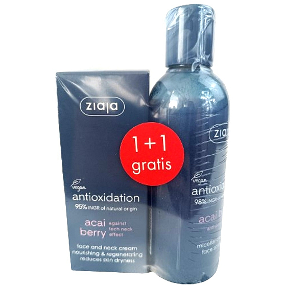 Ziaja Acai Berry nawilżający regenerujący krem do twarzy i szyi 50 ml + Acai Berry micelarny żel peelingujący 200 ml, duopack