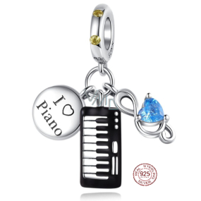 Charm Srebrna 925 Piano - klawisze 3w1, zawieszka na bransoletkę zainteresowania