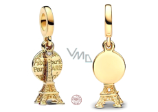 Zawieszka ze srebra 925 Paris Eiffel 2w1, charms do bransoletki podróżnej