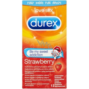 Durex Strawberry kondom s jahodovou příchutí pro extra zábavu nominální šířka: 56 mm 12 kusů