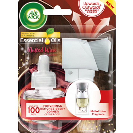 Air Wick Essential Oils Mulled Wine - Vůně svařeného vína elektrický osvěžovač vzduchu komplet 19 ml