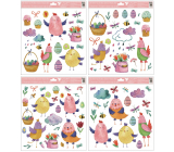 Folia okienna bez kleju różowe kurczaki 33,5 x 30 cm 1 sztuka