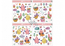 Folia okienna bez kleju różowe kurczaki 33,5 x 30 cm 1 sztuka