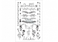 Tetovací obtisky Láska/anděl černé 13 x 8,5 cm