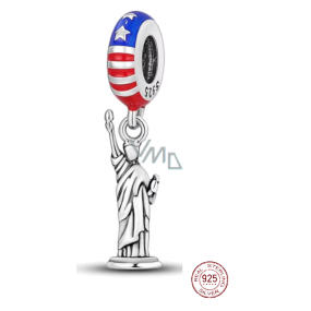 Charm Srebrny 925 USA Amerykańska flaga - Statua Wolności, zawieszka na bransoletkę podróżniczą Charm Srebrny 925 USA Amerykańska flaga - Statua Wolności, zawieszka na bransoletkę podróżniczą