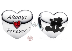 Charm Srebrna 925 Disney Mickey Mouse i Minnie Mouse - Serce - zawieszka, koralik na bransoletkę miłość