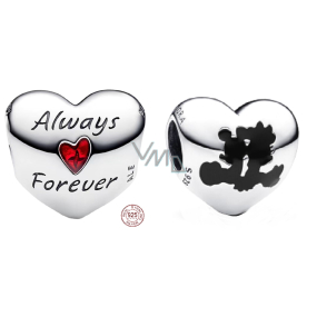 Charm Srebrna 925 Disney Mickey Mouse i Minnie Mouse - Serce - zawieszka, koralik na bransoletkę miłość