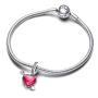 Zawieszka ze srebra próby 925 z czerwonym sercem i strzałą Murano Glass, charms do bransoletki miłość