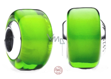 Zawieszka ze srebra próby 925 Zielone Murano szkło, koralik na bransoletkę symbol
