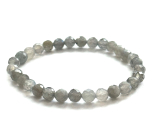 Labradorit bransoletka elastyczna naturalny Faseta 6 mm / 16 - 17 cm, kamień spełnionych snów